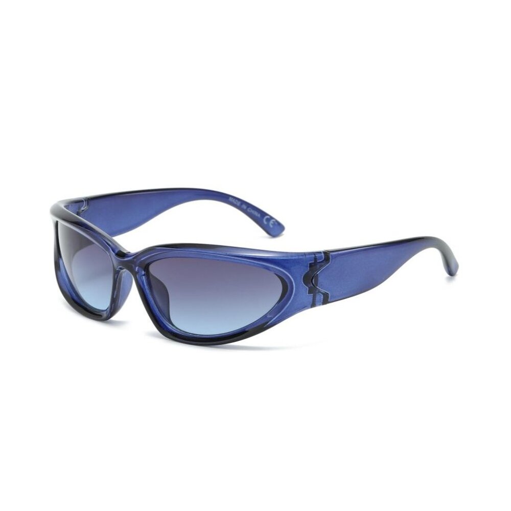 Women Sunglasses Fashion Blue‎ Frame Shield Retro Running Fishing Shades Sports